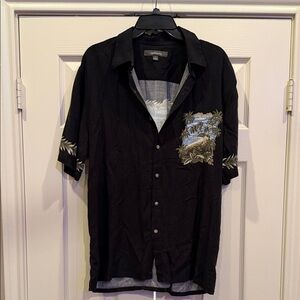 Croft & Barrow Black Shirt with Tropical Palm Design